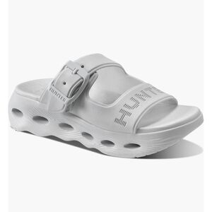 Hunter White Slide Sandal with Buckle Strap